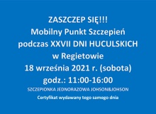 Informacja o szczepieniu podczas Dni Huculskich