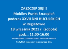 Informacja o szczepieniu podczas Dni Huculskich