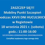 Informacja o szczepieniu podczas Dni Huculskich